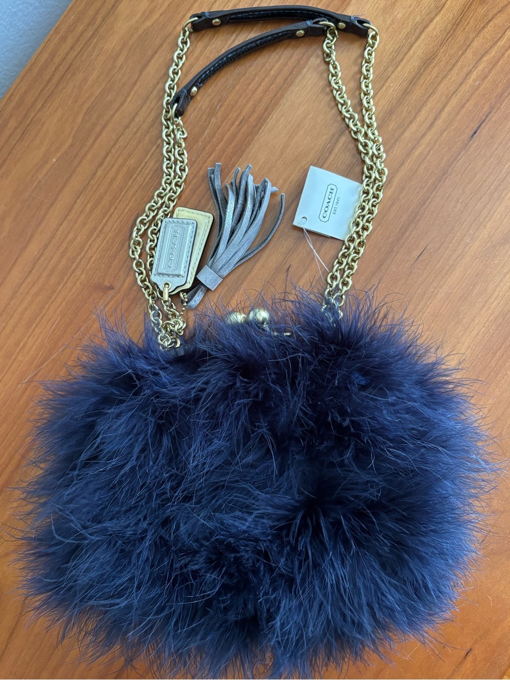 Coach Limited-Edition Poppy Ostrich Crossbody Feather Clutch - Picture 4 of 16